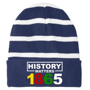 History Matters 1865 Black History Month Striped Beanie with Solid Band