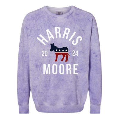 Harris Moore 2024 Vote Kamala Harris Wes Moore 24 Rally Colorblast Crewneck Sweatshirt