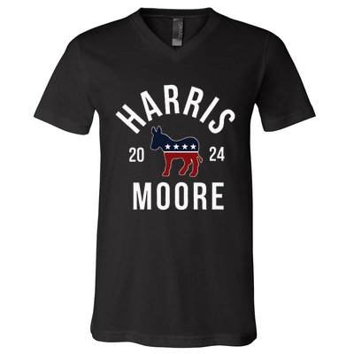 Harris Moore 2024 Vote Kamala Harris Wes Moore 24 Rally V-Neck T-Shirt