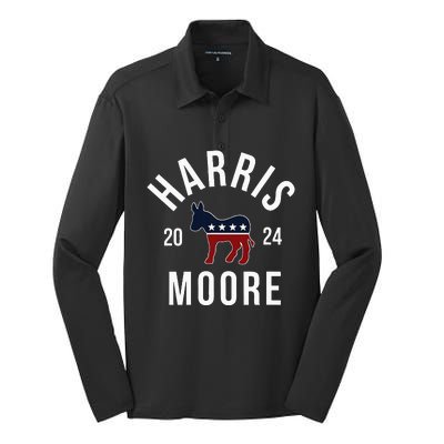 Harris Moore 2024 Vote Kamala Harris Wes Moore 24 Rally Silk Touch Performance Long Sleeve Polo