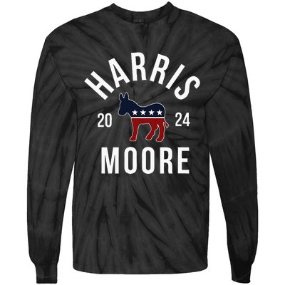 Harris Moore 2024 Vote Kamala Harris Wes Moore 24 Rally Tie-Dye Long Sleeve Shirt