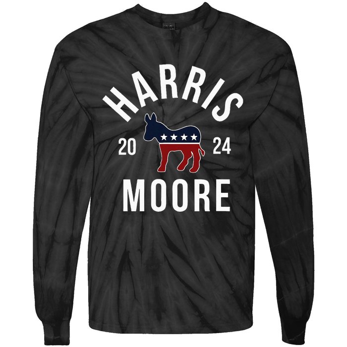 Harris Moore 2024 Vote Kamala Harris Wes Moore 24 Rally Tie-Dye Long Sleeve Shirt