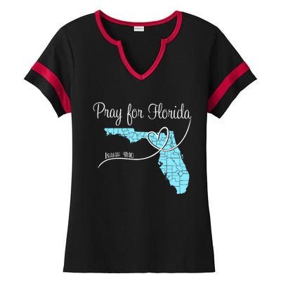 Hurricane Milton 2024 Pray For Florida Ladies Halftime Notch Neck Tee