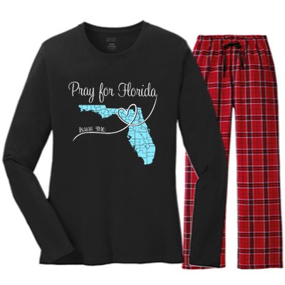 Hurricane Milton 2024 Pray For Florida Women's Long Sleeve Flannel Pajama Set 