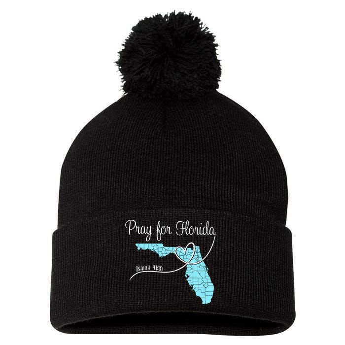 Hurricane Milton 2024 Pray For Florida Pom Pom 12in Knit Beanie