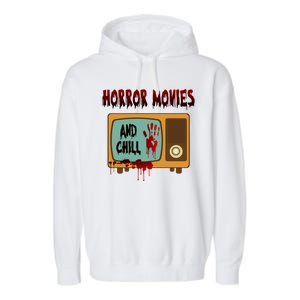 Horror Movies And Chill Scary Garment-Dyed Fleece Hoodie