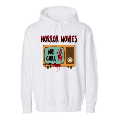 Horror Movies And Chill Scary Garment-Dyed Fleece Hoodie