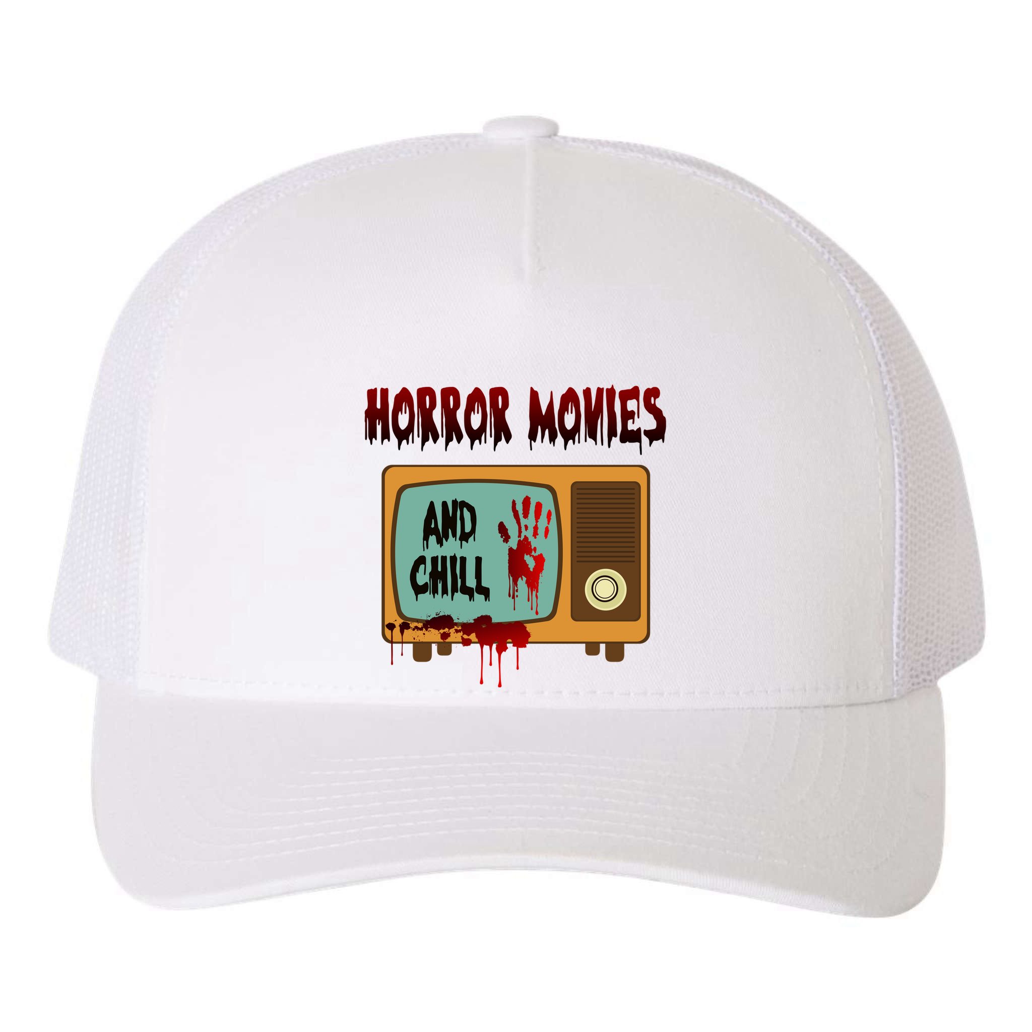 Horror Movies And Chill Scary Yupoong Adult 5-Panel Trucker Hat