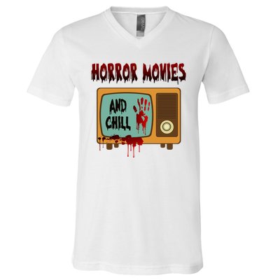 Horror Movies And Chill Scary V-Neck T-Shirt