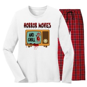 Horror Movies And Chill Scary Women's Long Sleeve Flannel Pajama Set 