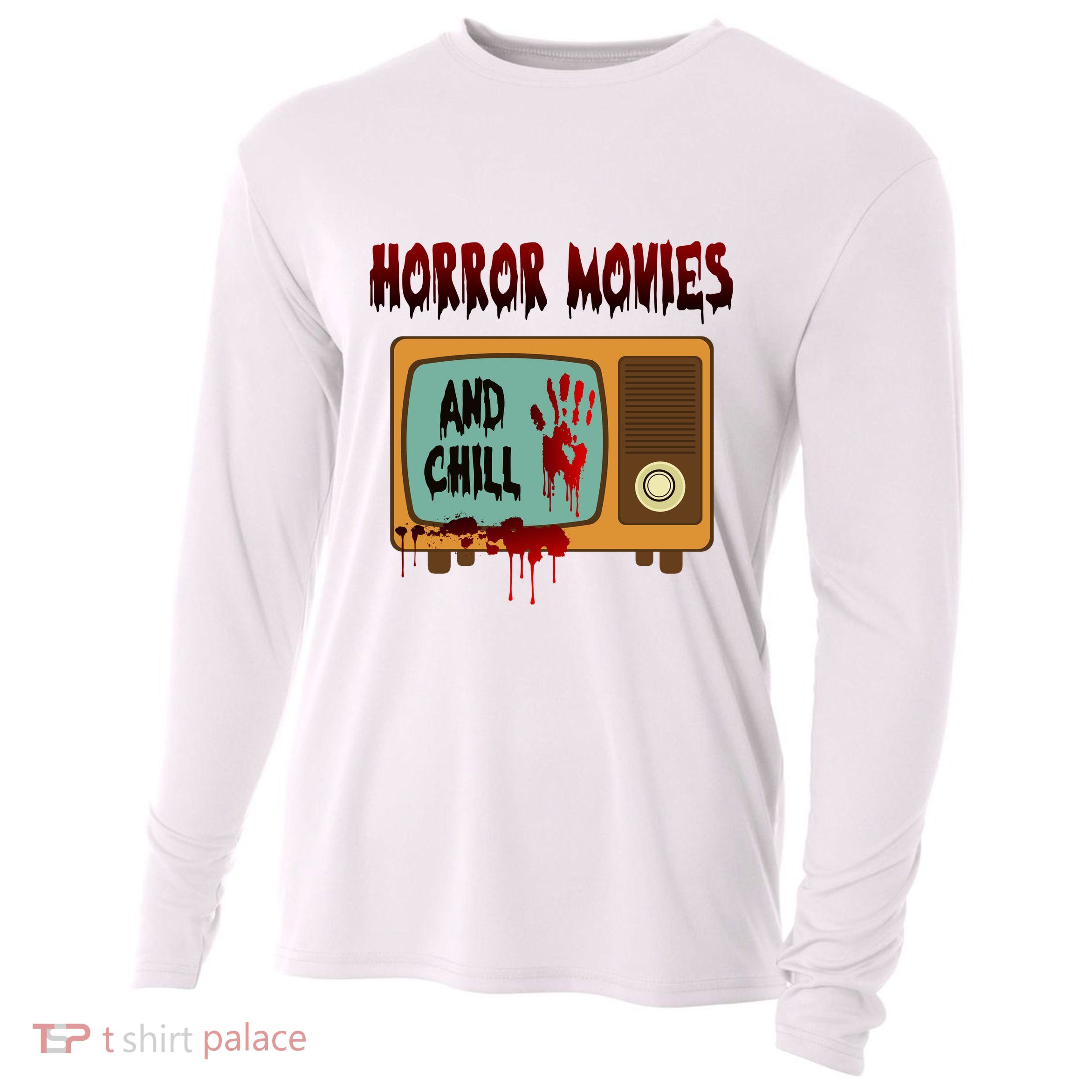 Horror Movies And Chill Scary Cooling Performance Long Sleeve Crew