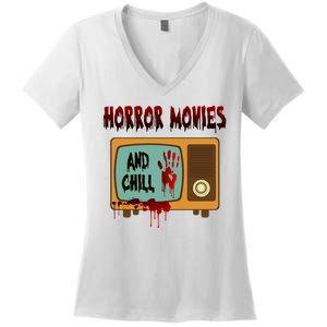 Horror Movies And Chill Scary Women's V-Neck T-Shirt