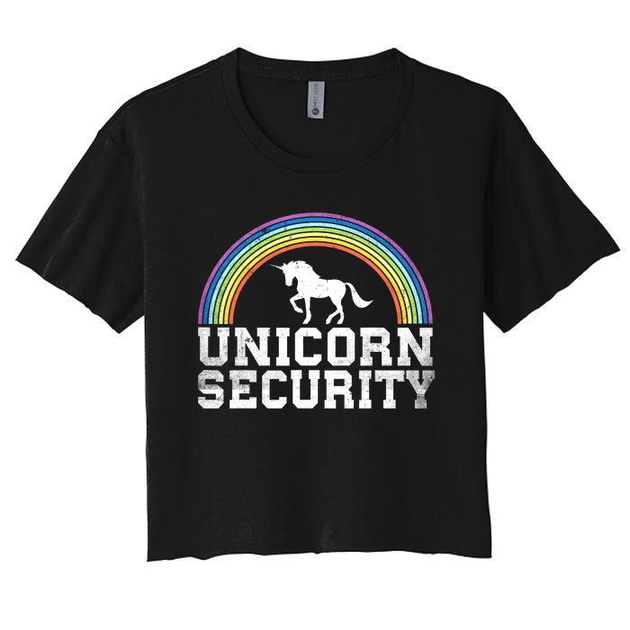 Halloween Mom Adult Costume Unicorn Security Women's Crop Top Tee