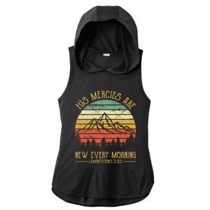 His Mercies Are New Every Morning Bible Verse Christian Ladies PosiCharge Tri-Blend Wicking Draft Hoodie Tank