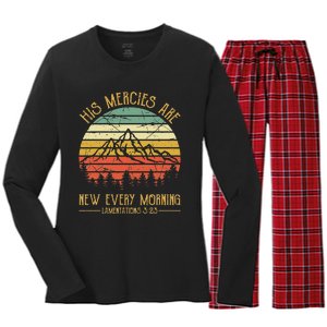 His Mercies Are New Every Morning Bible Verse Christian Women's Long Sleeve Flannel Pajama Set 