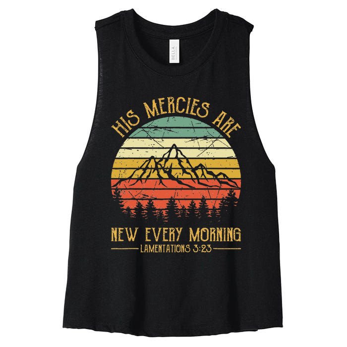 His Mercies Are New Every Morning Bible Verse Christian Women's Racerback Cropped Tank