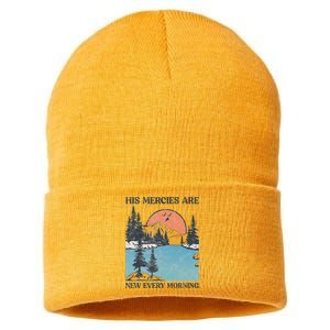 His Mercies Are New Every Morning Bible Verse Christian Sustainable Knit Beanie