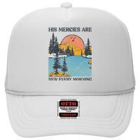 His Mercies Are New Every Morning Bible Verse Christian High Crown Mesh Back Trucker Hat