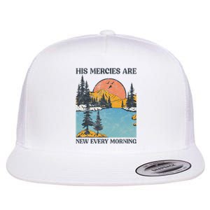 His Mercies Are New Every Morning Bible Verse Christian Flat Bill Trucker Hat