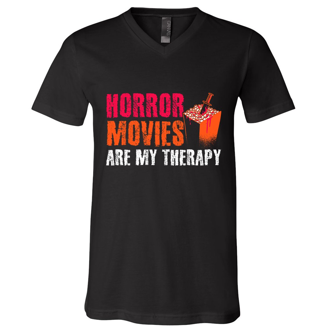 Horror Movies Are My Therapy Movie Fan Horror Movies V-Neck T-Shirt