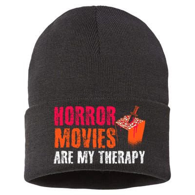 Horror Movies Are My Therapy Movie Fan Horror Movies Sustainable Knit Beanie