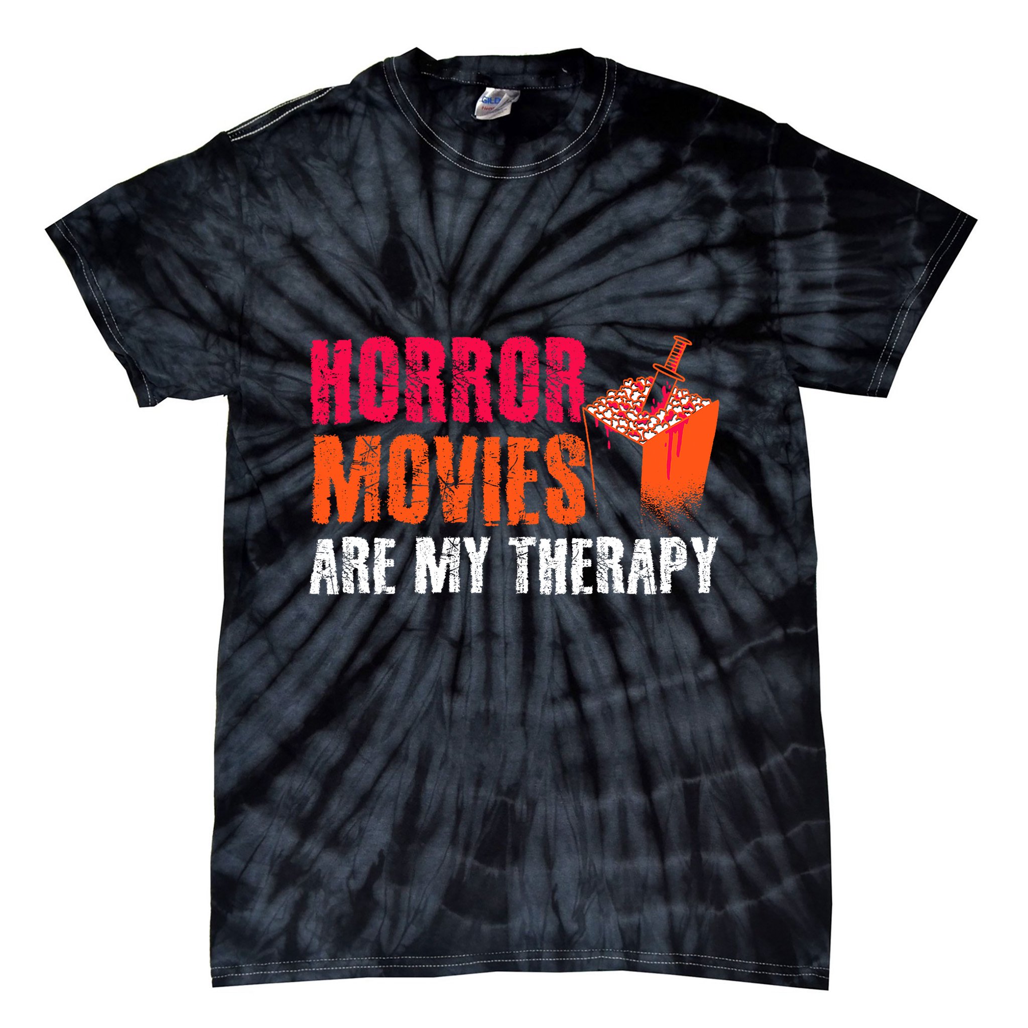 Horror Movies Are My Therapy Movie Fan Horror Movies Tie-Dye T-Shirt