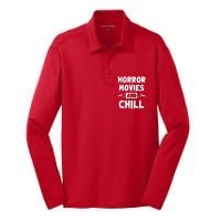 Horror Movies And Chill Silk Touch Performance Long Sleeve Polo