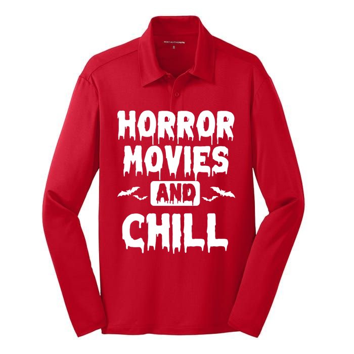 Horror Movies And Chill Silk Touch Performance Long Sleeve Polo