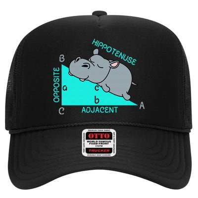 Hippo Math Analytical Funny Sarcasm Humor Teacher High Crown Mesh Back Trucker Hat