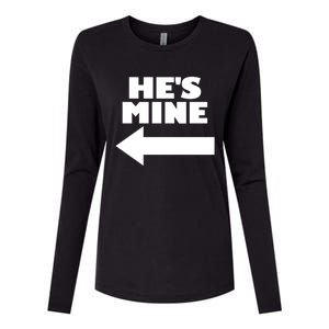 He's Mine Arrow Pointing Left Matching Couple He's Mine Cute Gift Womens Cotton Relaxed Long Sleeve T-Shirt