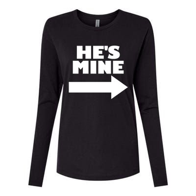 He's Mine Arrow Pointing Right Matching Couple He's Mine Gift Womens Cotton Relaxed Long Sleeve T-Shirt