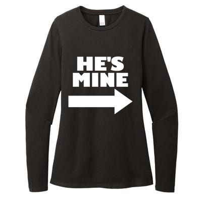 He's Mine Arrow Pointing Right Matching Couple He's Mine Gift Womens CVC Long Sleeve Shirt