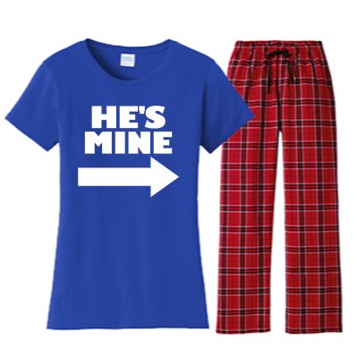 He's Mine Arrow Pointing Right Matching Couple He's Mine Gift Women's Flannel Pajama Set