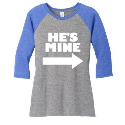 He's Mine Arrow Pointing Right Matching Couple He's Mine Gift Women's Tri-Blend 3/4-Sleeve Raglan Shirt