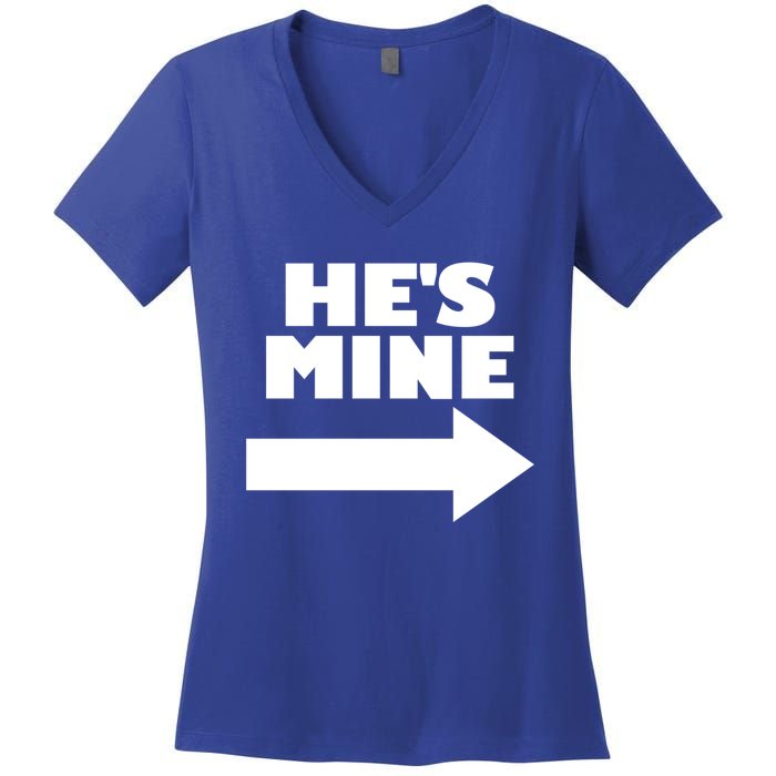 He's Mine Arrow Pointing Right Matching Couple He's Mine Gift Women's V-Neck T-Shirt