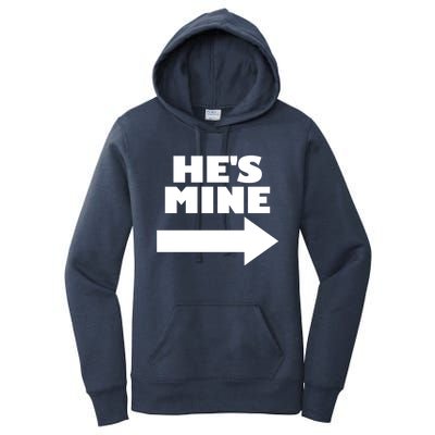 He's Mine Arrow Pointing Right Matching Couple He's Mine Gift Women's Pullover Hoodie