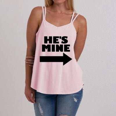 He's Mine Arrow Pointing Right Matching Couple He's Mine Gift Women's Strappy Tank