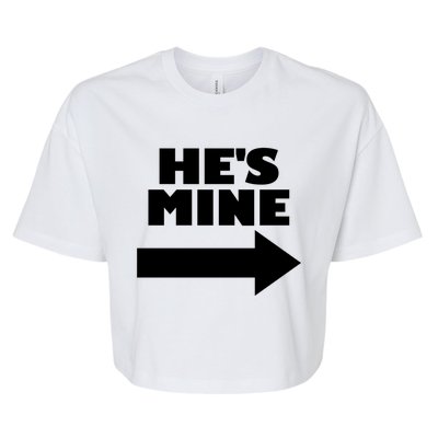 He's Mine Arrow Pointing Right Matching Couple He's Mine Gift Bella+Canvas Jersey Crop Tee