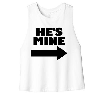 He's Mine Arrow Pointing Right Matching Couple He's Mine Gift Women's Racerback Cropped Tank