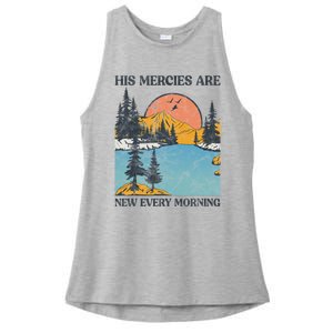 His Mercies Are New Every Morning Bible Verse Christian Ladies PosiCharge Tri-Blend Wicking Tank