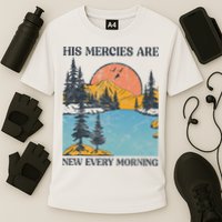 His Mercies Are New Every Morning Bible Verse Christian Cooling Performance Crew T-Shirt