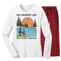 His Mercies Are New Every Morning Bible Verse Christian Women's Long Sleeve Flannel Pajama Set 