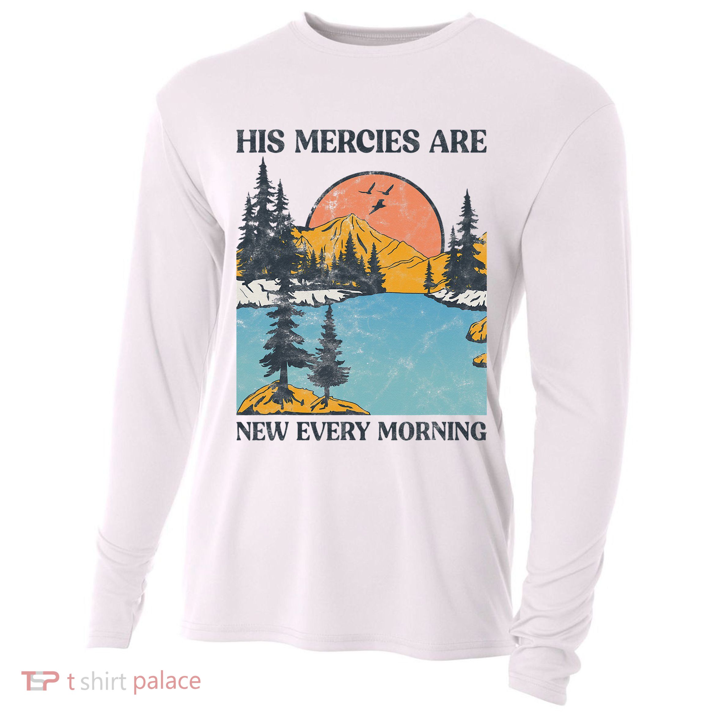 His Mercies Are New Every Morning Bible Verse Christian Cooling Performance Long Sleeve Crew