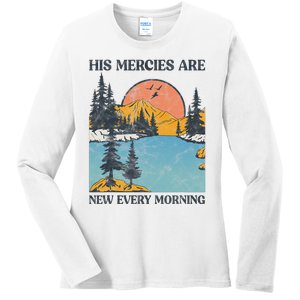 His Mercies Are New Every Morning Bible Verse Christian Ladies Long Sleeve Shirt