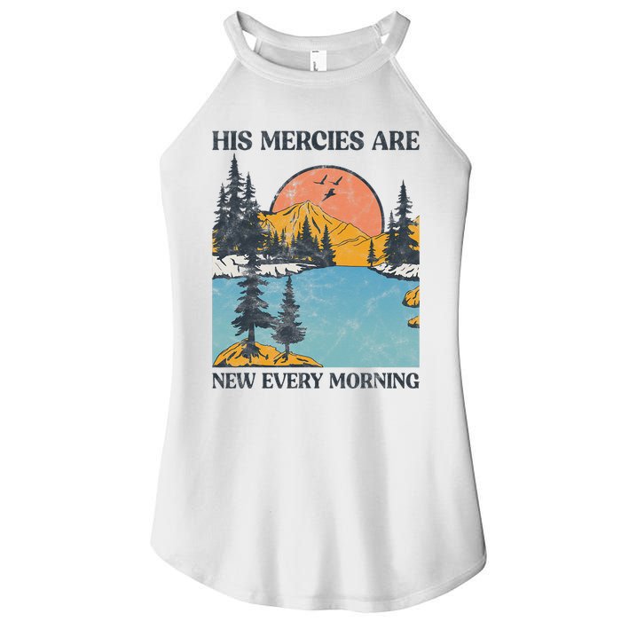 His Mercies Are New Every Morning Bible Verse Christian Women's Perfect Tri Rocker Tank