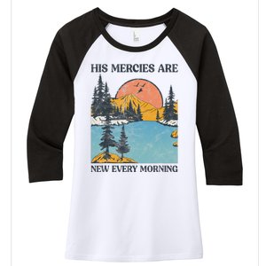 His Mercies Are New Every Morning Bible Verse Christian Women's Tri-Blend 3/4-Sleeve Raglan Shirt