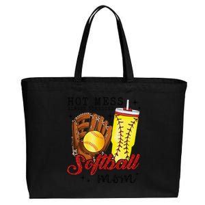 Hot Mess Always Stressed Softball Mom Cotton Canvas Jumbo Tote