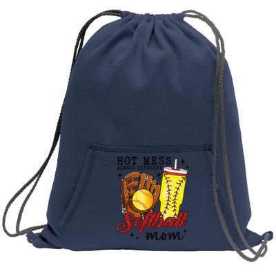 Hot Mess Always Stressed Softball Mom Sweatshirt Cinch Pack Bag