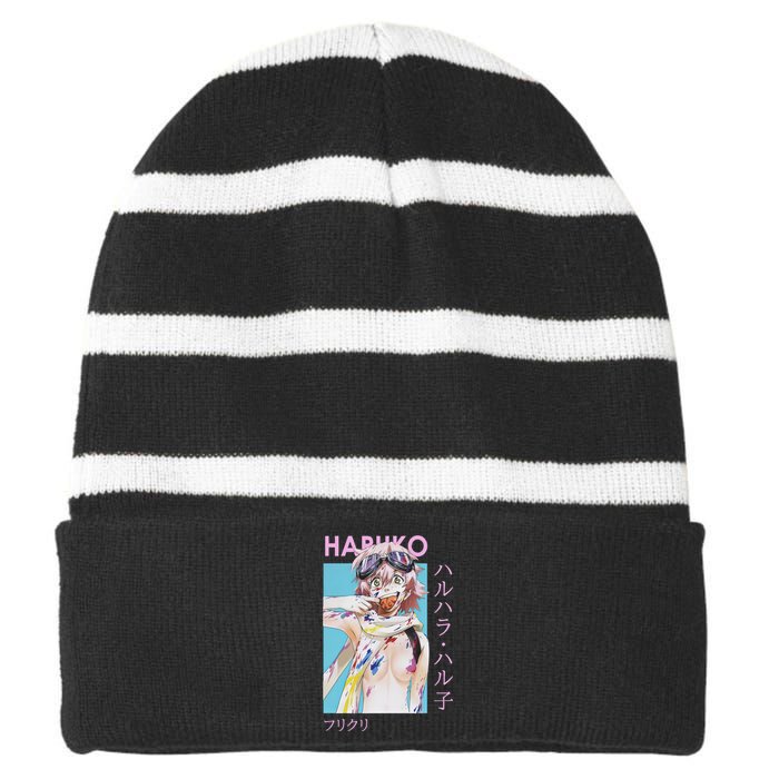 Haruko Messy Art Striped Beanie with Solid Band