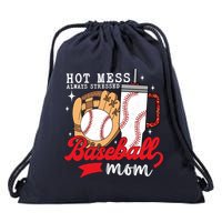 Hot Mess Always Stressed Baseball Mom Drawstring Bag